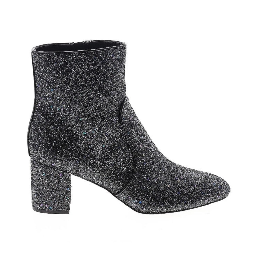 J. Crew Factory black glitter ankle boot 8